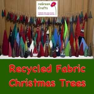Handmade Recycled Fabric Christmas Trees